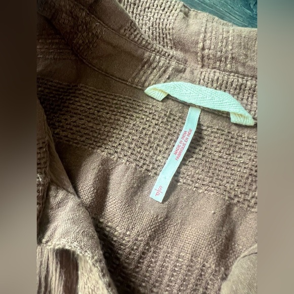 Free People Cotton Tan Button-Front Maxi Shirt Dress Size S - Picture 5 of 7